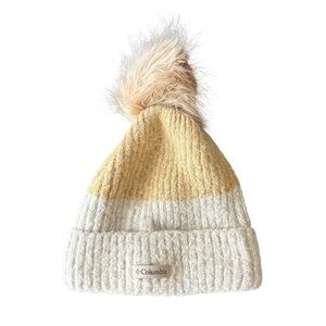 Columbia Winter Hat with Pom-Pom -‎ Yellow(brown?) & Gray Unisex One Size